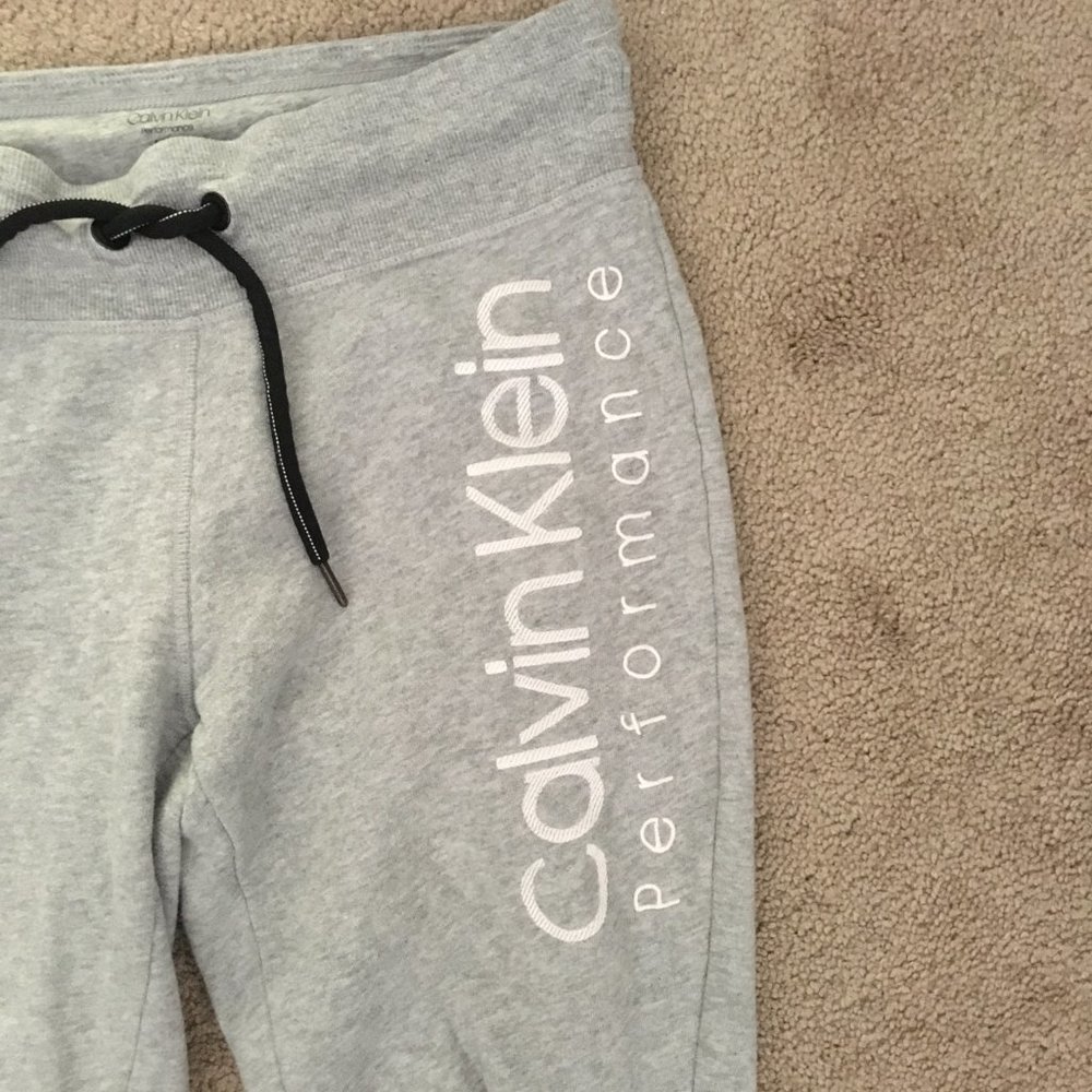 Light Grey with White Calvin Klein Performance Sweat pants Joggers
